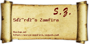 Sörös Zamfira névjegykártya
